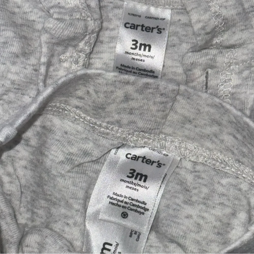 Carter's gray button up hoodie cardigan and pants outfit